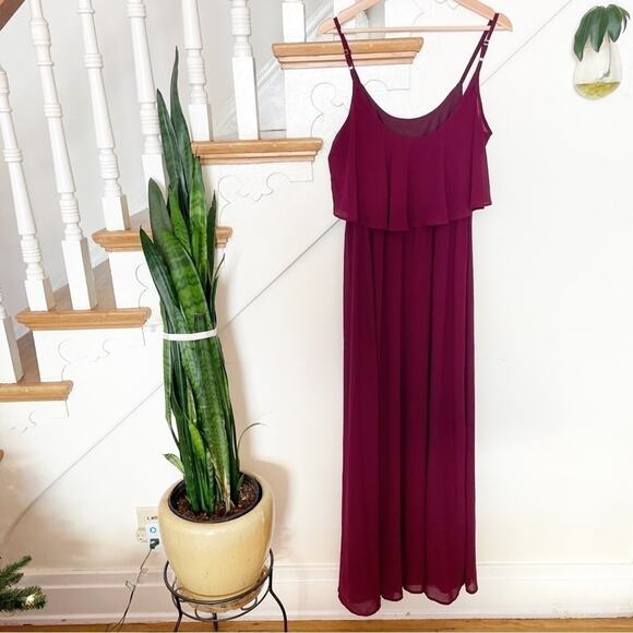 Show Me Your Mumu Merlot Chiffon Caitlin Ruffle Maxi Dress Size S - Picture 8 of 9